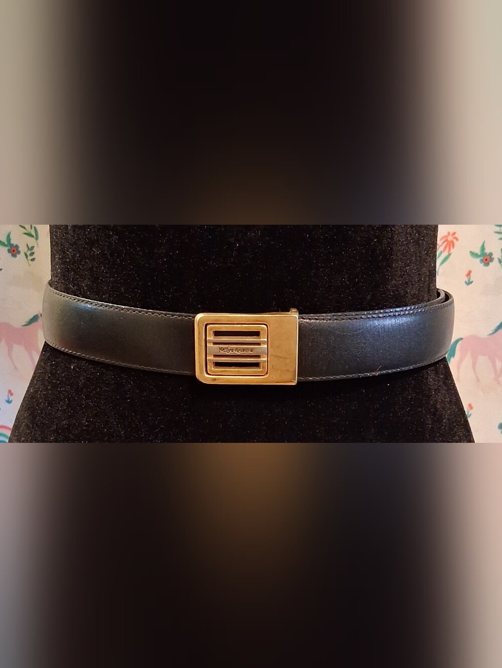 EUC Vintage 70s Yves Saint Laurent YSL Black & Brown Reverse Unisex Belt 42in